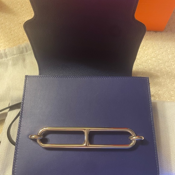 BRAND NEW EXOTIC Hermes Mini Roulis Touch in BLEU ENCRE w GHW. PRISTINE! - Picture 5 of 9